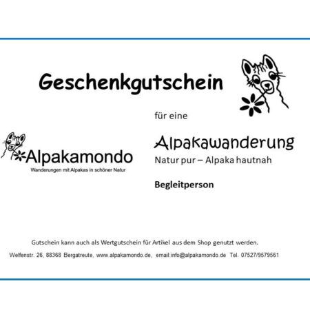 Geschenk-Gutschein Wanderung Begleitperson