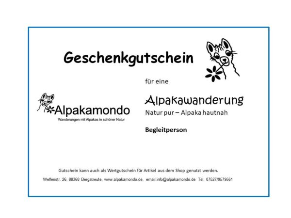 Geschenk-Gutschein Wanderung Begleitperson